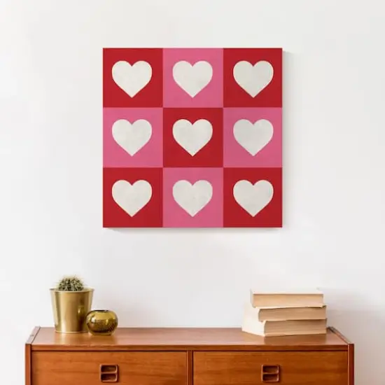 Heart Checker Pattern Canvas Wall Art {5}