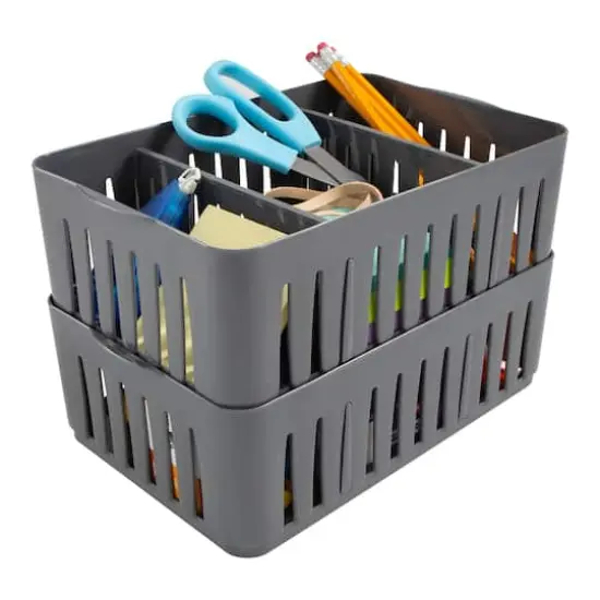 Simplify Gray Stackable Organizer Bin with Adjustable Dividers {4}
