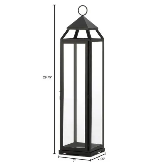 30" Black Iron & Glass Lantern {5}