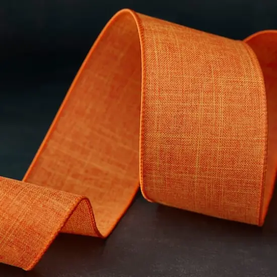 2.5" x 25ft. Faux Linen Wired Ribbon by Celebrate It&trade; D&eacute;cor Orange {5}