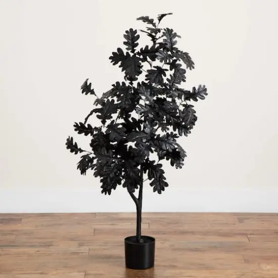 4ft. Artificial Halloween Black Oak Tree {5}