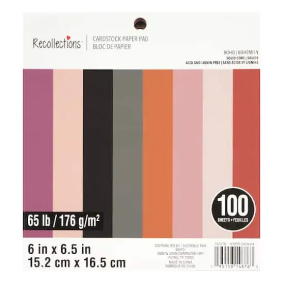 6" x 6.5" Boho 65lb. Cardstock Paper Pad by Recollections&trade;, 100 Sheets {1}
