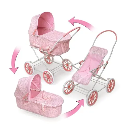 Badger Basket Pink Rosebud Just Like Mommy 3-in-1 Doll Pram, Carrier & Stroller {4}