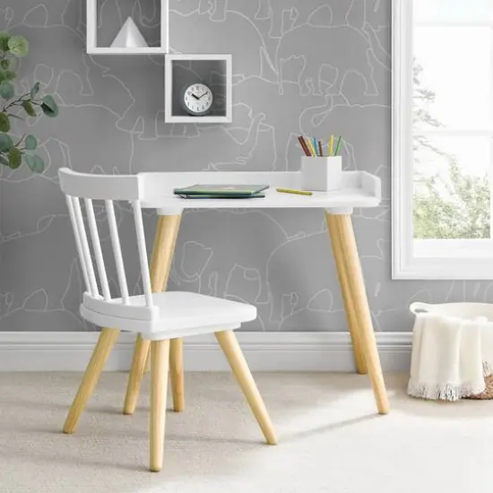 Delta Children Bianca White & Natural Essex Desk & Chair Set {3}