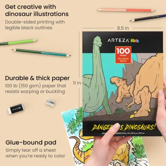 Arteza&reg; Kids Dangerous Dinosaurs Coloring Book Kit {6}