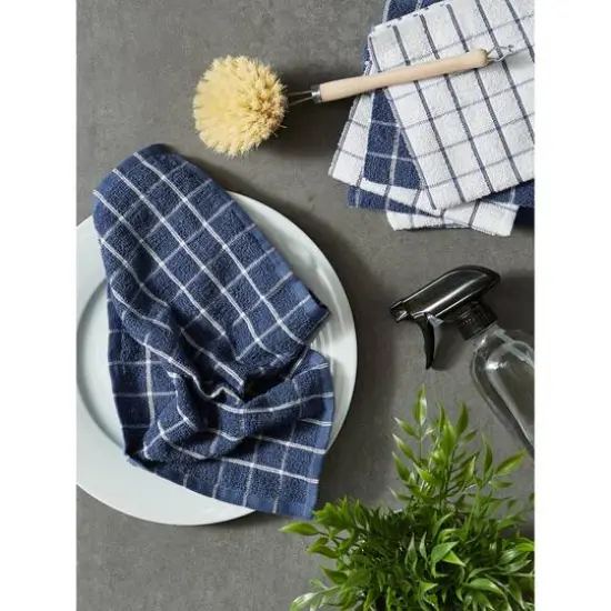 DII&reg; French Blue Combo Windowpane Dishcloths, 6ct. {9}