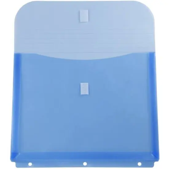 JAM Paper 9.5" x 11.5" Hook & Loop Closure 3-Hole Punch Plastic Envelopes, 12ct. Blue {4}