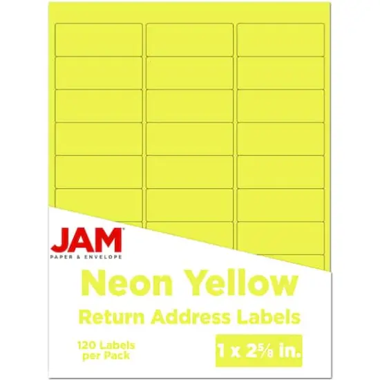 JAM Paper Standard Mailing Return Address Labels Neon Yellow {1}