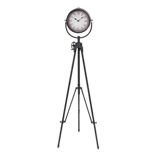 57" Black Metal Standing Industrial Clock {1}