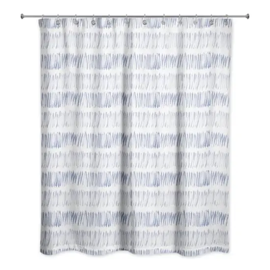 Hatch Lines Shower Curtain Blue and White {1}