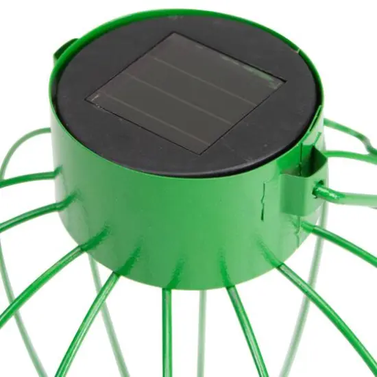 6.5" Outdoor Hanging LED Solar Lantern with Handle Green {8}