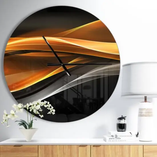 Designart 'Gold Silver Inward Lines Modern Wall Clock {3}