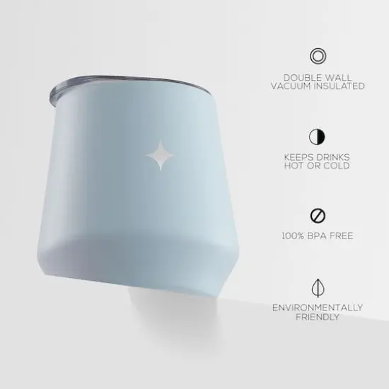 JoyJolt&reg; 12oz. Vacuum Insulated Stemless Wine Tumbler with Lid Blue {5}