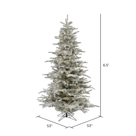 6.5ft. Pre-Lit Flocked Sierra Fir Artificial Christmas Tree, Pure White Dura-Lit&reg; LED Lights {7}