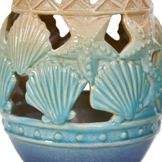 Blue Ceramic Ombre Nautical Cutout Candle Lantern Set {6}