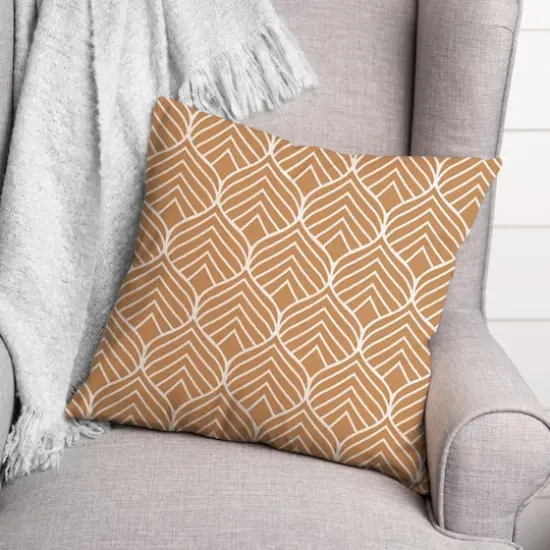 Orange Geo Leaf Pattern Indoor/Outdoor Pillow {3}
