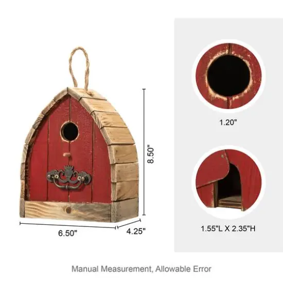 Glitzhome&reg; 8.5" Washed Red Distressed Wood Birdhouse {9}