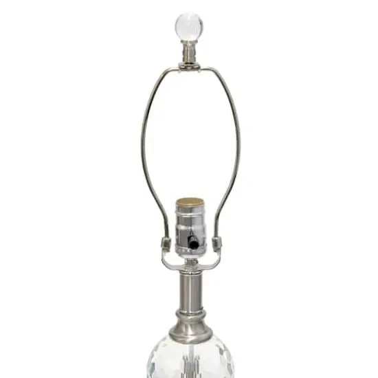 Lalia Home Brushed Nickel Crystal Drop Table and Floor Lamp Set {7}