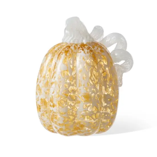 Glitzhome&reg; Amber Dots Fall Pumpkin Glass Tabletop Accent {6}