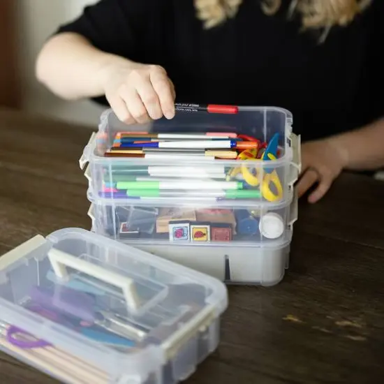 Everything Mary Four Tray Plastic Storage Organizer Clear/Gray {9}