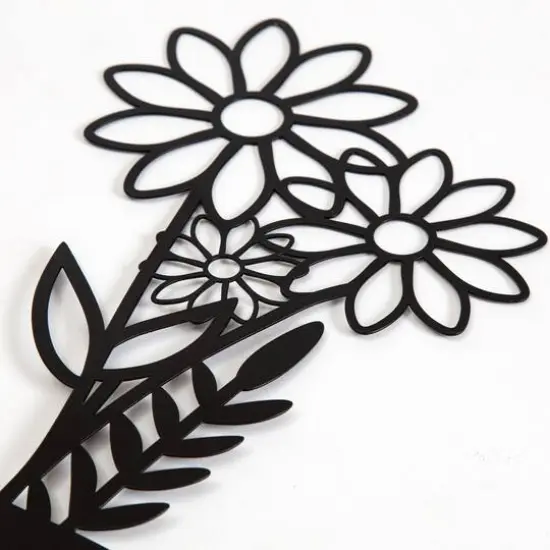 Habitat Decor 28" Wazon Black Botanical Vases Metal Wall Art Set {5}