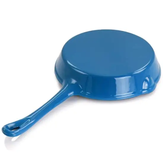 MegaChef Enameled 8" Round PreSeasoned Cast Iron Frying Pan Turquoise {7}