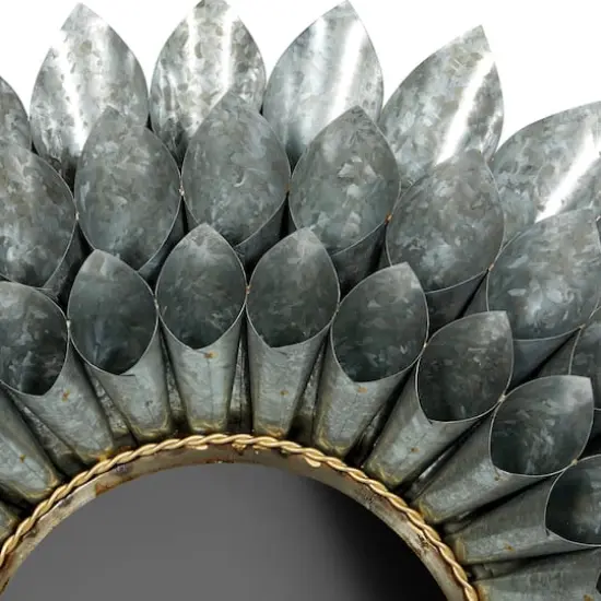 32" Gray Contemporary Galvanized Metal Wall Mirror {4}