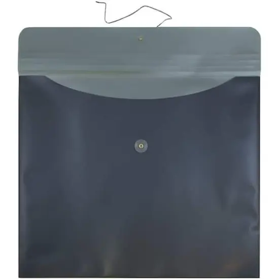 JAM Paper 15" x 18" Metallic Charcoal Blue Button & String Closure Plastic Envelope, 12ct. {3}
