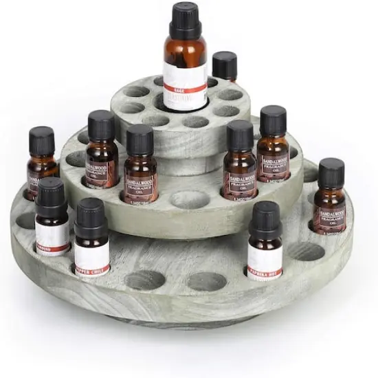 Rotating Essential Oils Storage Rack Gray Green {1}