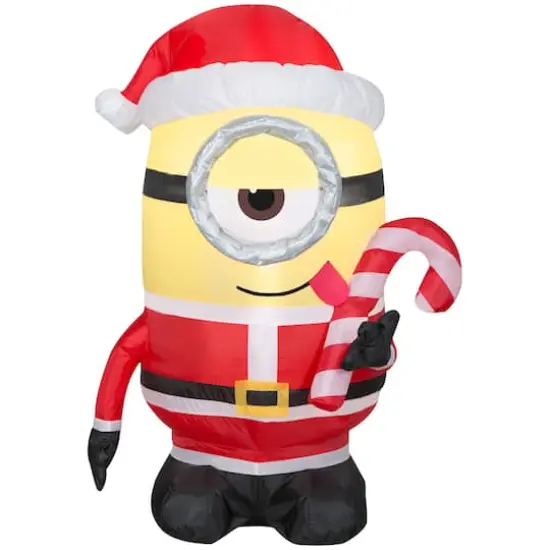 3.5ft. Airblown&reg; Inflatable Christmas Minion Stuart Licking Candy Cane {1}