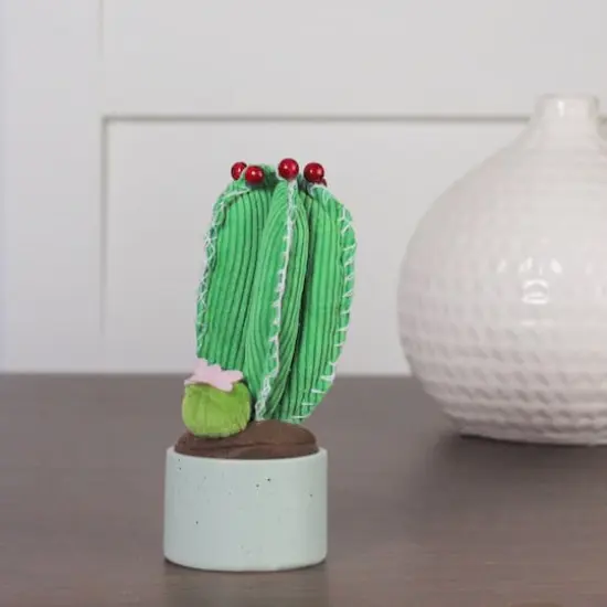 7" Artificial Plush Cactus in Pot Decoration {3}