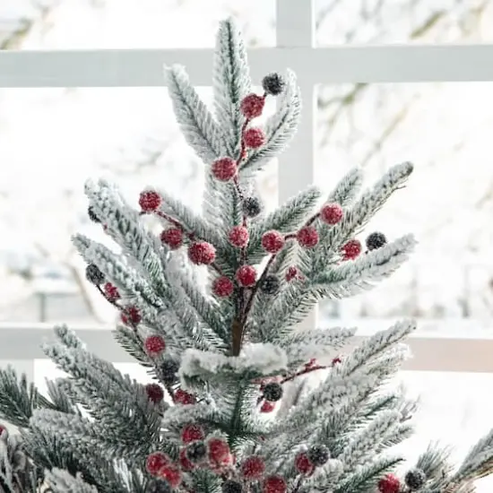 Glitzhome&reg; 21" Christmas Red Sleigh Frosted Floral Centerpiece {4}