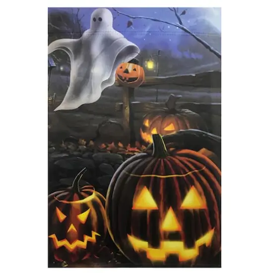Pumpkins & Ghost Spooky Halloween Outdoor Garden Flag, 28" x 40" {1}
