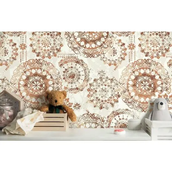 RoomMates Bohemian Medallion Peel & Stick Wallpaper Orange and White {6}