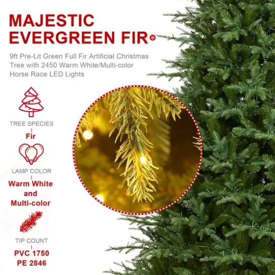 Glitzhome&reg; 9ft Pre-Lit Full Fir Artificial Christmas Tree, Multicolor LED Lights {8}