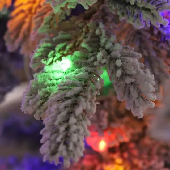 Glitzhome&reg; 9ft Pre-Lit Flocked Full Fir Artificial Christmas Tree, Multicolor LED Lights {7}