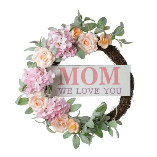 Glitzhome&reg; 22" Mother's Day Floral Wreath {1}