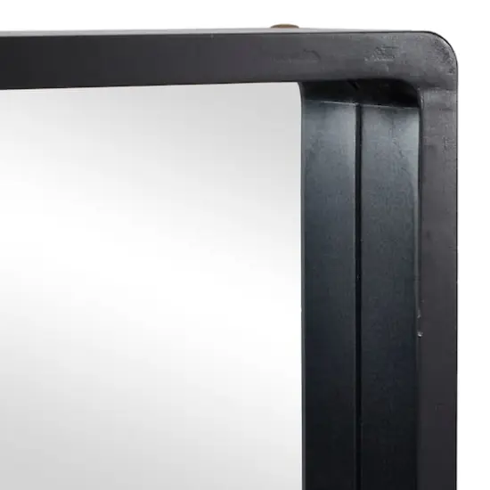 36" Black Contemporary Wood Wall Mirror {5}