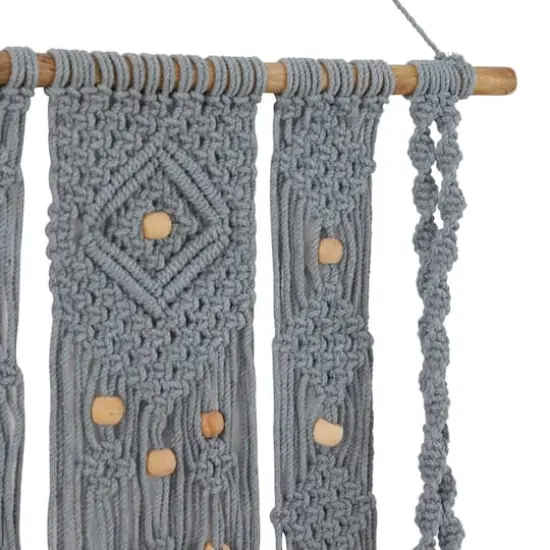 Gray Cotton Handmade Macrame 1 Shelf Wall Shelf 25" x 6" x 46" {4}