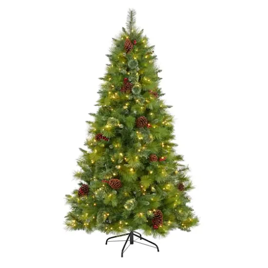 6ft. Pre-Lit Montana Mixed Pine, Pinecones & Berries Artificial Christmas Tree with Clear LED Lights {1}