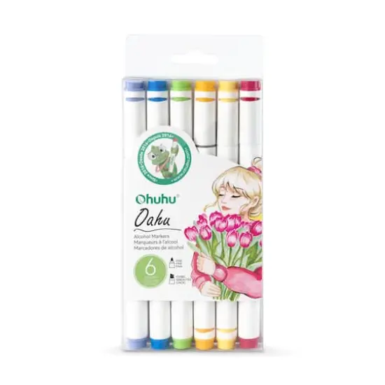 Ohuhu&reg; Oahu 6 Color Primary Alcohol Marker Set {1}