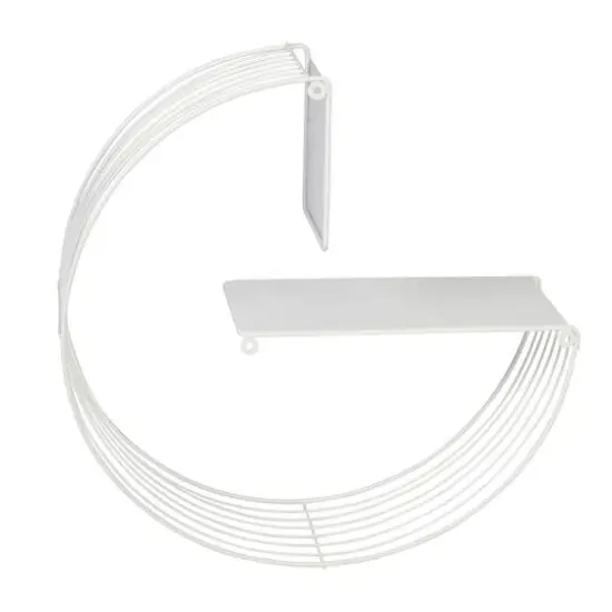 Honey Can Do 18" White Floating Circular Decorative Metal Wall Shelf {9}