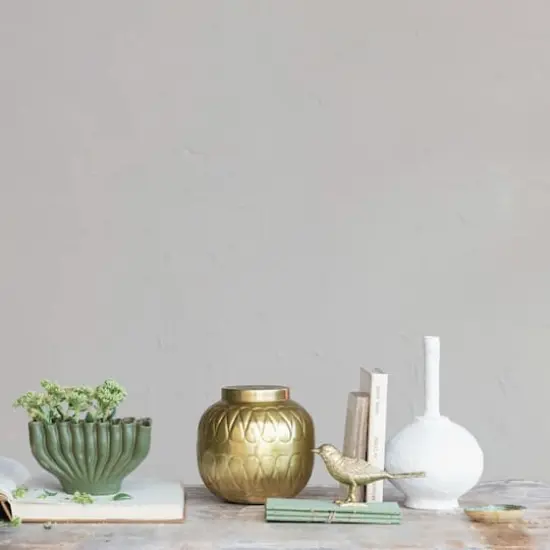 Hello Honey&reg; 11" Round Whitewashed Decorative Paper Mache Taper Holder {4}