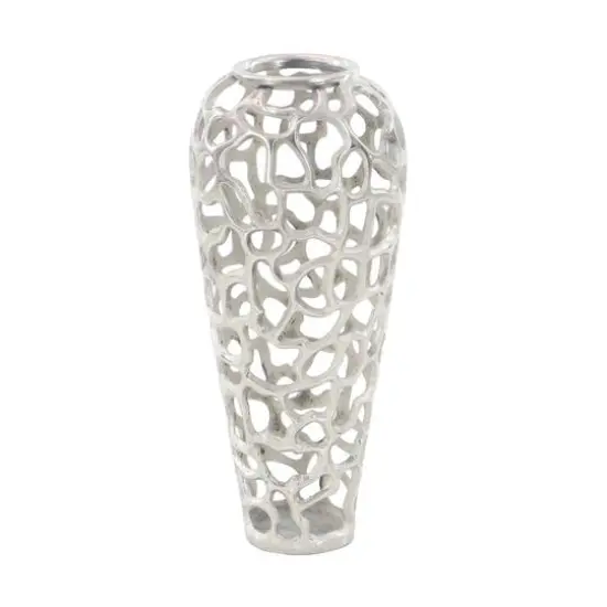Silver Aluminum Contemporary Vase {3}