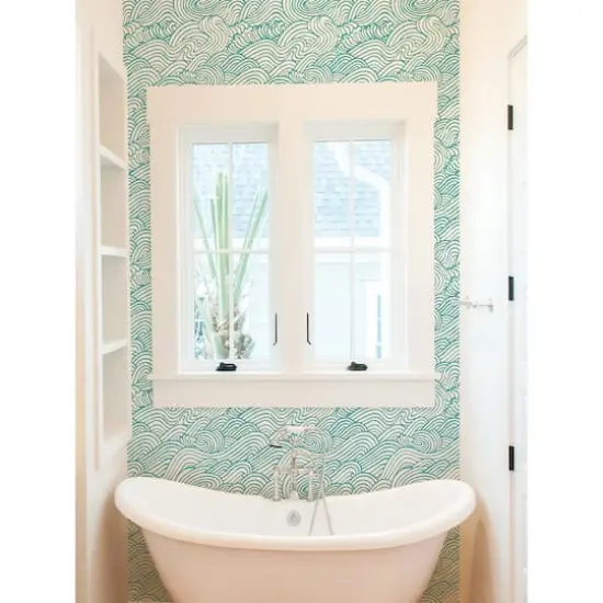 NuWallpaper Teal Saybrook Peel & Stick Wallpaper {4}