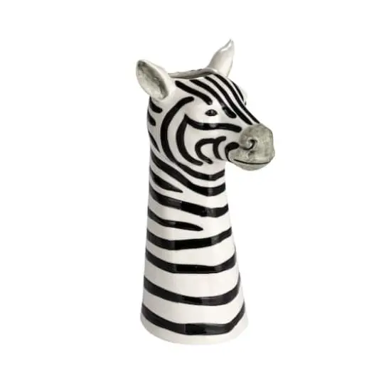 Hello Honey&reg; 11.5" White & Black Hand-Painted Decorative Stoneware Zebra Vase {1}