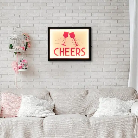 American Art Decor Tipsy Printed Cheers LED Light Box Wall Sign - 14" x 11" x 1.6" {3}