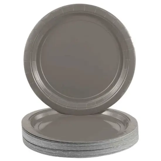 JAM Paper 9" Paper Party Plates, 50ct. Silver {4}