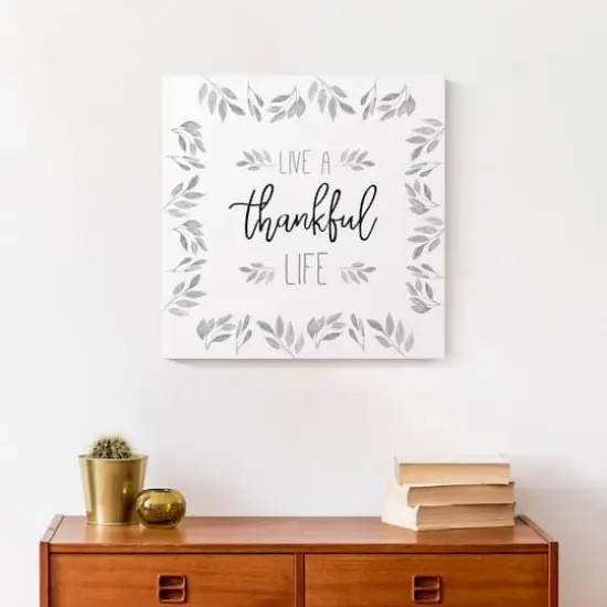 Thankful Life Fall Leaves Canvas Wall Art {5}