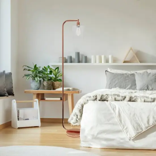 Simple Designs 63" Antique-Style Iron Lantern Floor Lamp Rose Gold {6}